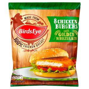 Birds Eye 8 Chicken Burgers with Golden Wholegrain 400g