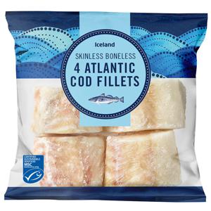 Iceland 4 Atlantic Cod Fillets 450g