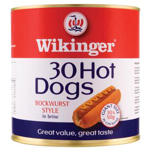 Wikinger 30 Hot Dogs Beechwood Smoked Bockwurst Style in Brine 3000g