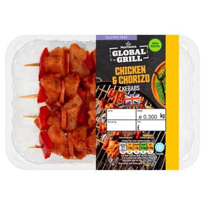 Morrisons Global Grill Chicken & Chorizo Kebabs