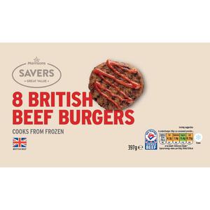 Morrisons Savers 8 British Beef Burgers