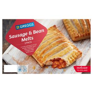 Greggs 2 Sausage & Bean Melts 308g