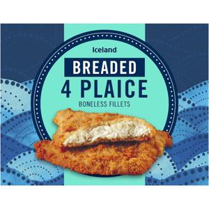 Iceland Breaded 4 Plaice Boneless Fillets 500g