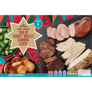 Morrisons Slow Cooked Trio Of Turkey Breast, Gammon & Beef