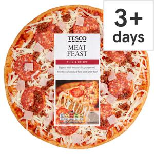 Tesco Thin & Crispy Meat Feast Pizza 300G