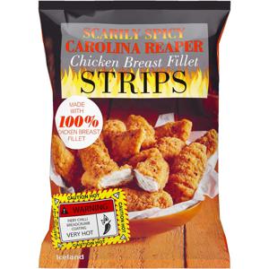 Iceland Scarily Spicy Carolina Reaper Chicken Breast Fillet Strips 540g