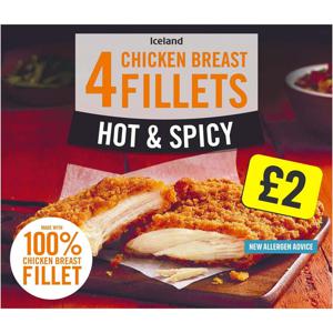 Iceland 4 Hot & Spicy Chicken Breast Fillets 380g