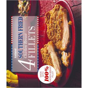 Iceland 4 Southern Fried Chicken Breast Fillets 380g