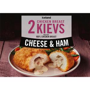 Iceland 2 Cheese and Ham Chicken Breast Kievs 250g