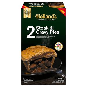 Hollands 2 Steak & Gravy Pies 440g