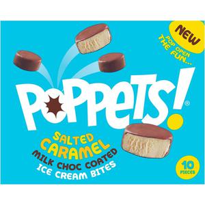 Poppets 10 Salted Caramel Milk Choc Coated Ice Cream Bites 120g