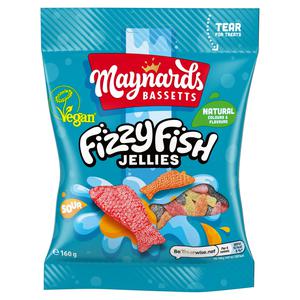 Maynards Bassetts Soft Jellies Fizzy Fish Sweets Bag 160g