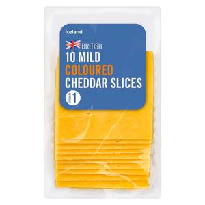 Iceland 10 Mild Coloured Cheddar Slices 250g