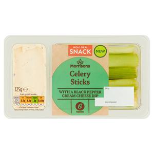 Morrisons Snack Celery Sticks With A Black Pepper Cream Cheese Dip