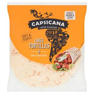 Capsicana 6 Large Tortilla Wheat Flour Wraps 390G