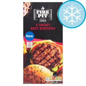 Tesco Fire Pit 4 Smoky Beef Burgers 454G