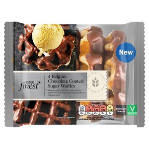 Tesco Finest 4 Belgian Chocolate Coated Sugar Waffles 240G