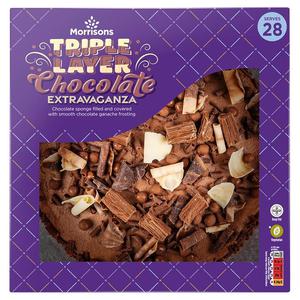 Morrisons Triple Layer Chocolate Extravaganza Celebration Cake Serves 28