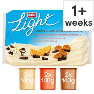 Muller Light 0% Fat Vanilla Orange & Caramel Yogurt 6X140g