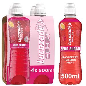 Lucozade Sport Zero Sugar Raspberry & Passion Fruit 4X500ml