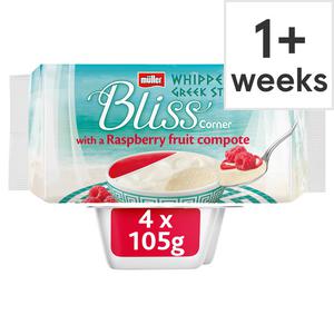 Muller Bliss Raspberry Greek Style Yogurt 4X105g