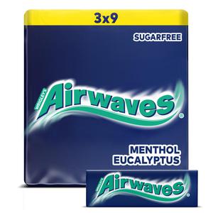 Extra Airwaves Menthol & Eucalyptus Sugarfree Chewing Gum Multipack 3 x 9 Pieces