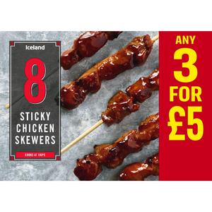 Iceland 8 Sticky Chicken Skewers 144g