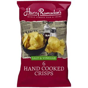 Harry Ramsden's Salt and Vinegar Hand Cooked Crisps 6 Pack 150g