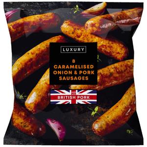 Iceland Luxury 8 Caramelised Onion and Pork Sausages 480g