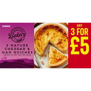 Iceland 2 Mature Cheddar & Ham Quiches 240g