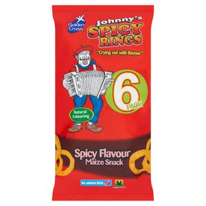 Golden Cross Johnny's Spicy Rings Spicy Flavour Maize Snack 6 x 12g