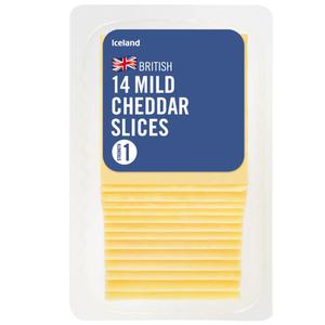 Iceland British 14 Mild Cheddar Slices 350g