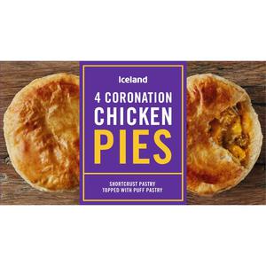 Iceland 4 Coronation Chicken Pies 568g