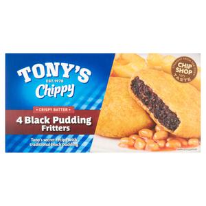 Tony's Chippy Crispy Batter 4 Black Pudding Fritters 340g