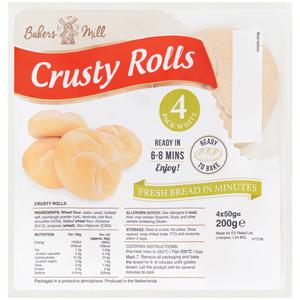 Bakers Mill Crusty Rolls White