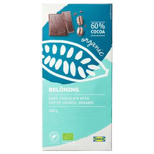 IKEA BELONING Dark chocolate tablet 60% with coffee crunch organic