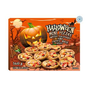 Lidl Halloween Mini Pizzas with Sausage and Black Sauce