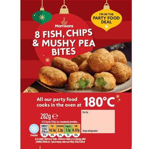 Morrisons 8 Fish, Chips & Mushy Pea Bites