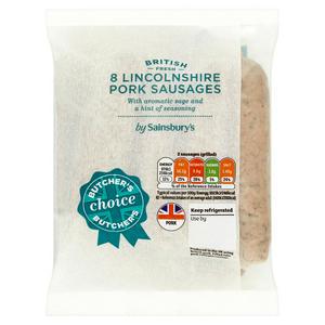 Sainsbury's Butcher's Choice Lincolnshire Pork Sausages x8 454g