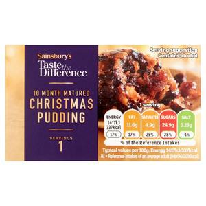 Sainsbury's Cognac Laced 18 Month Matured Christmas Pudding, Taste the Difference 100g (Serves 1)