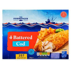 The Fishmonger Battered Cod Fillets 500g-4 Pack