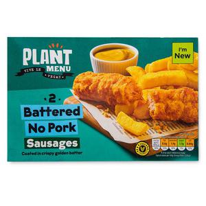 Plant Menu Battered No Pork Sausages 180g-2 Pack