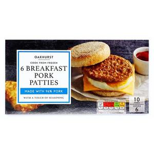 Oakhurst Breakfast Pork Patties 342g-6 Pack