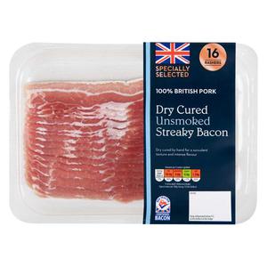 Specially Selected Dry Cured Unsmoked Streaky Bacon 240g