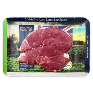 Specially Selected British Dry Aged Lamb Leg Steaks 300g