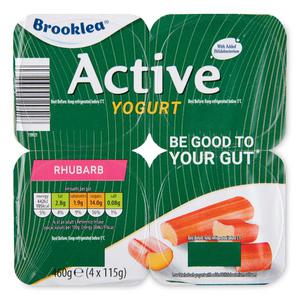 Brooklea Active Low Fat Rhubarb Yogurt 4x115g