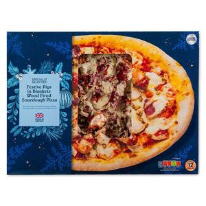 Specially Selected Festive Pigs In Blankets Wood Fired Sourdough Pizza 537g