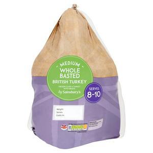 Sainsbury's Medium Basted Whole Turkey 3.9-5.2kg