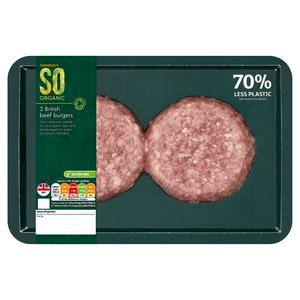 Sainsbury's SO Organic Premium Beef Burger x2 228g