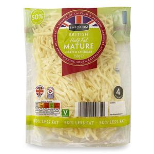 Emporium British Half Fat Mature Grated Cheddar 250g